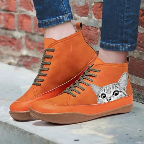 Isla - Leather ankle boots for cat lovers