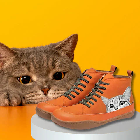 Isla - Leather ankle boots for cat lovers