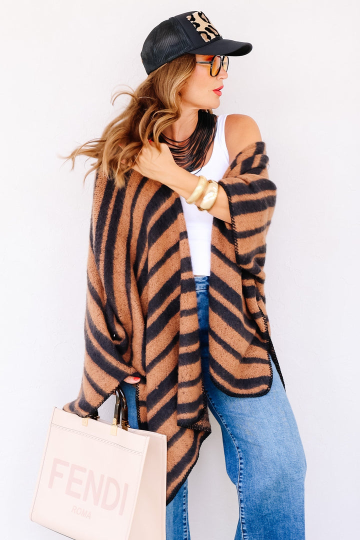 Feeling Fierce Brown Short Sleeve Kimono