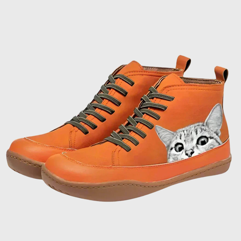 Isla - Leather ankle boots for cat lovers