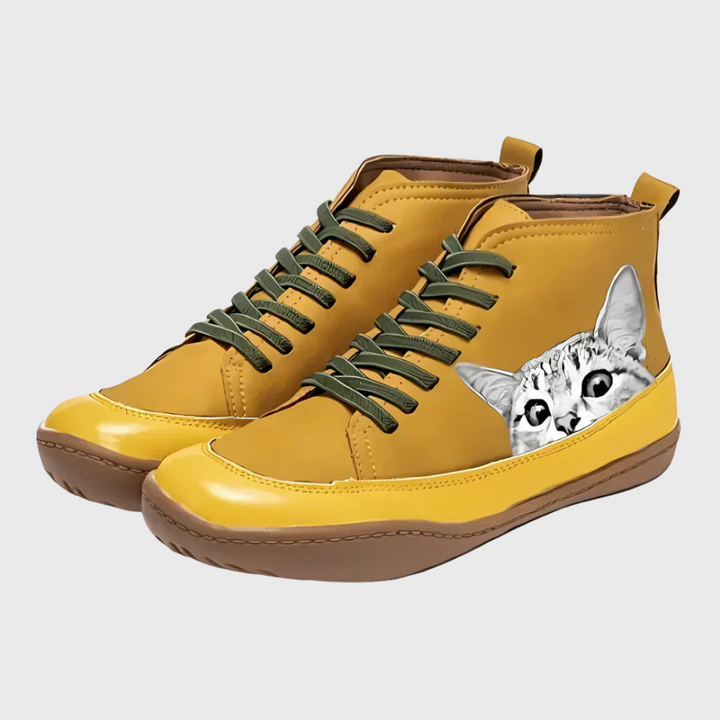 Isla - Leather ankle boots for cat lovers