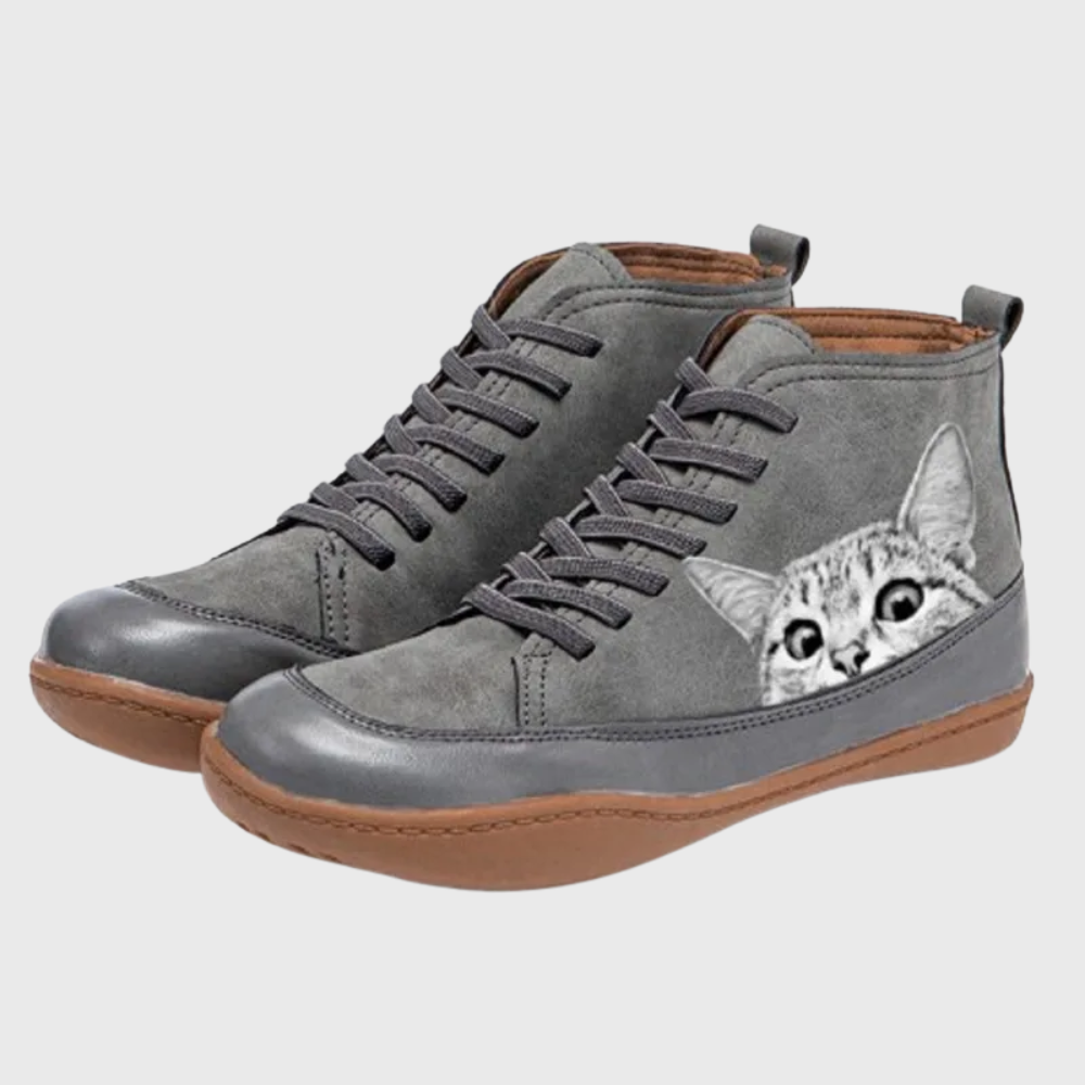 Isla - Leather ankle boots for cat lovers