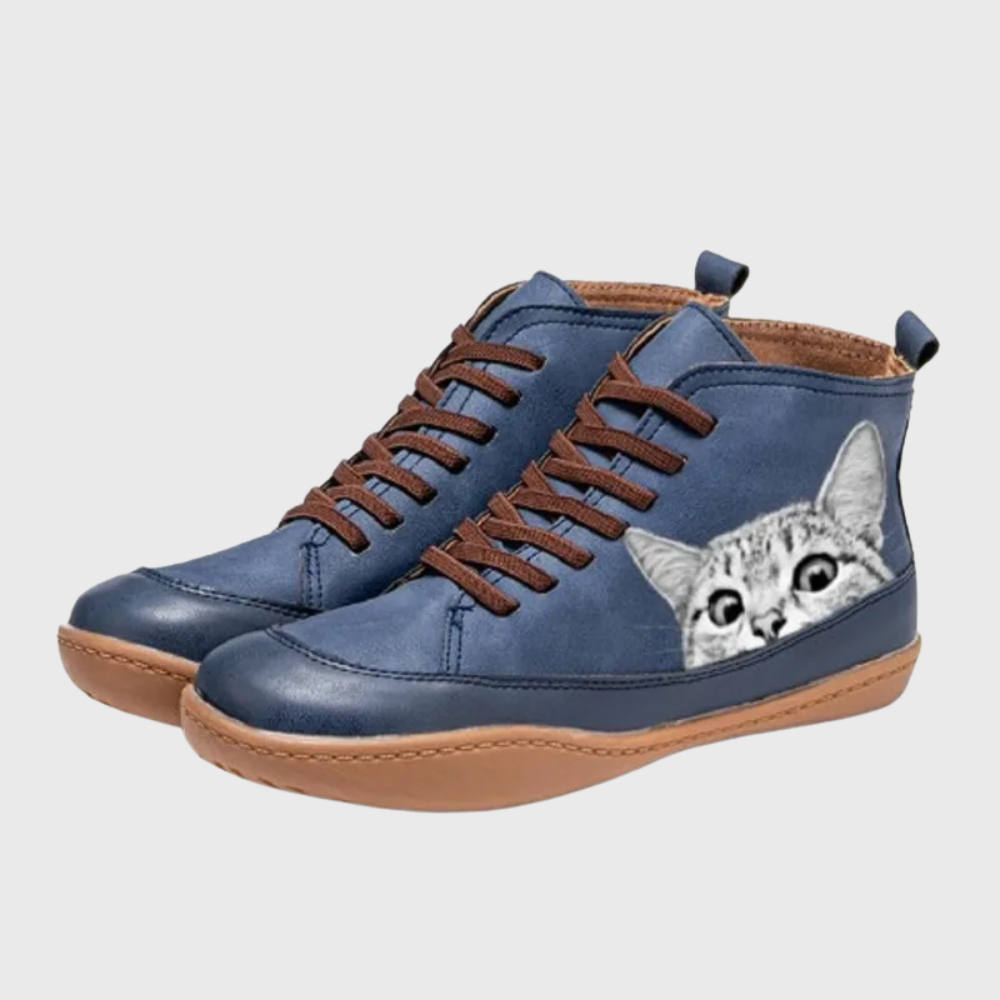 Isla - Leather ankle boots for cat lovers