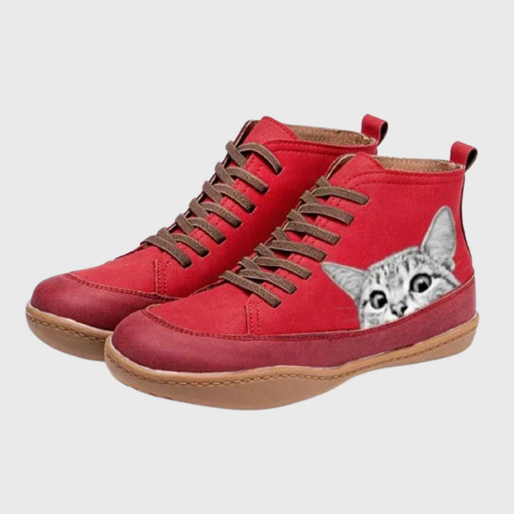 Isla - Leather ankle boots for cat lovers